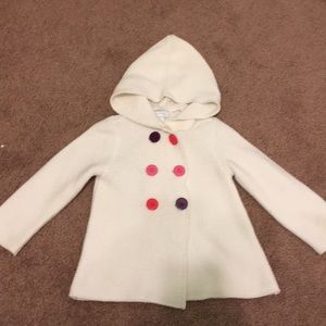 White knitted, hooded jacket, size 18 months